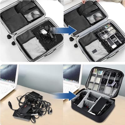 Quvo®Kabel Organiser Tas - Organizer Tas - Zwart- 24cm x 18cm x 10cm