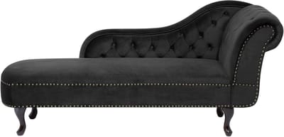 BELIANI NIMES - Chaise longue - Zwart - Rechterzijde - Fluweel