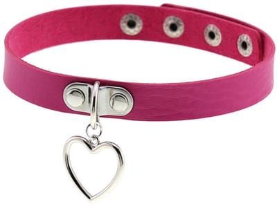 Sleutelbeenketting - Halsomtrek 32 cm~38 cm - Choker met hartvormige hanger - Halsband voor dames - Gotische leren choker - Punkstijl ketting - Choker - Halsband - Halsketting - Metalen choker - Kettingchoker - Bikerchoker - Halsring