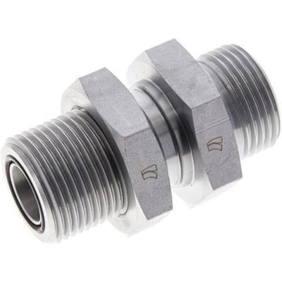 UN 1-3/16''-12 Buitendraad Verzinkt Stalen Schotdoorvoer Koppeling ORFS 400 Bar - Hydrauliek - FL2S-M-EZ-103U-OB
