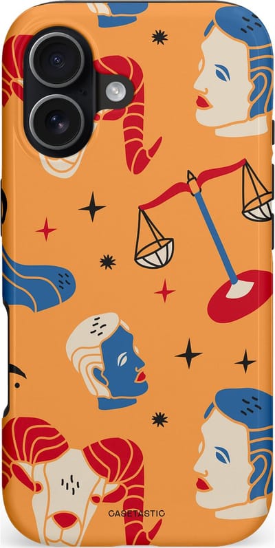 Casetastic hoesje geschikt voor Apple iPhone 17 - MagSafe - Dubbellaagse bescherming - Zodiac in lijn - Fashion Case - Okergeel Terracotta Zand Rood
