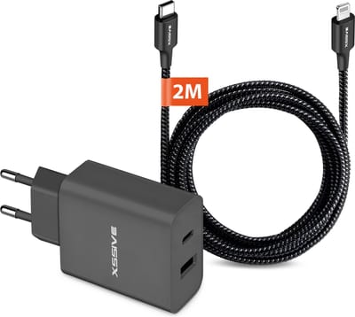 USB en USB C Oplader Set - 2 Meter - Geschikt voor iPad, iPhone en AirPods met Lightning aansluiting