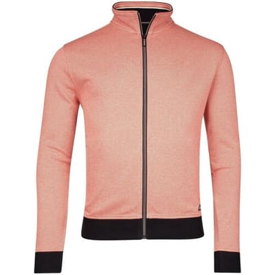 Baileys Vest Sweat Cardigan Zip Yarn Dyed Jacquard Doubleface Interlock Coral / male