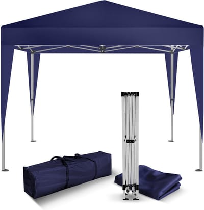 Kronenburg Vouwtent Partytent 2 x 2m, Kleur Blauw - Zonder Zijelement - Waterdicht Pavillon - UV-bescherming 50