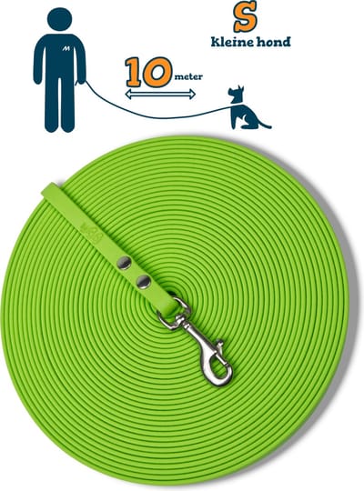 Miqdi BioThane® Sleeplijn 10 meter – zonder handvat – S (9 mm) – lichtgroen – waterdicht & sterk