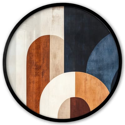 Poster in lijst Rond - Fotolijst 40x40 cm - Posters - Abstract - Vormen - Donkerblauw - Ronde posterlijst zwart - Decoratie - Wanddecoratie woonkamer - Muurdecoratie slaapkamer