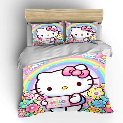 Hello Kitty Sanrio Beddengoedsets Dekbedovertrek Bedsprei Dekbedovertrek Kussensloop 2-3 Stuks Sets Schattige Slaapkamerdecoratie EU Super king260x220