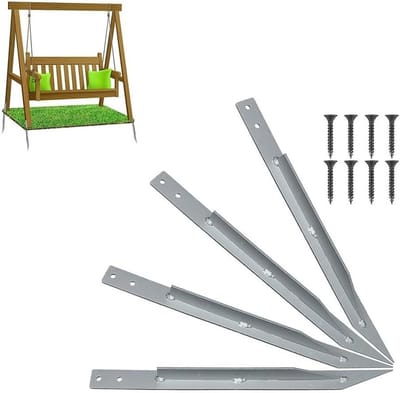 Metalen Grondanker - Paal Anker - Buitenconstructies Beveiligen - Robuust Dubbele Bevestiging - 4 Stuks - Zilver