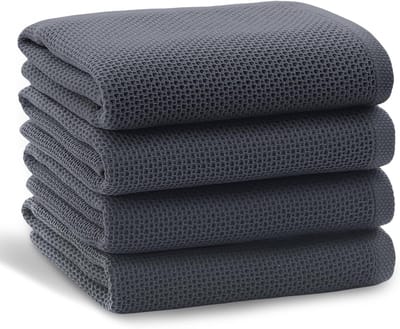 Set van 4 theedoeken in donkergrijs - 65 x 45 cm, absorberend, duurzaam en stijlvol voor keukengebruik