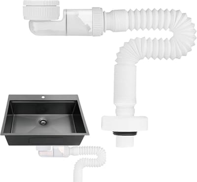 1 1/4 inch verstelbare sifon wastafel, 360° flexibele ruimtebesparende sifon, universele sifon voor keukenspoelbak, wastafel afvoerbuis met geurstop voor wasmachine badkamer, wit