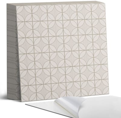 Coloray Plaktegels - Geometrisch patroon met cirkels Portugese Tegels - 30 cm x 30 cm - Beige Plaktegels - 9 stuks - Vierkant PVC Tegels - Plaktegels Keuken - Zelfklevende Vloertegels - Vinyl Tegels - Zelfklevende Tegels