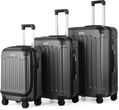 TAN.TOMI Kofferset - 3 Delig - 95L Handbagage + 65L +41L - Reiskoffer met 4 wielen - Ruimbagage - Cijferslot - Reiskoffer - Trolley Koffer met Wielen - Donkergrijs