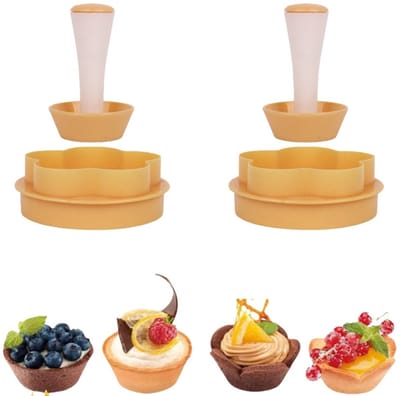 2 sets – Eiertaartvormpjes – Bloemvormige koekjesvorm – Ronde koekjesvorm – Taartbodemvormpjes – Quichevormpjes – Cupcakevorm – DIY bakgereedschap – Geel – 10 x 3,3 cm – Geschikt voor eiertaartjes, cupcakes en koekjes