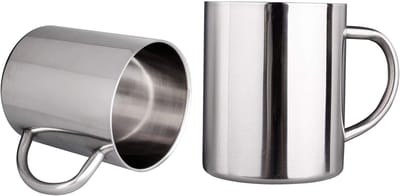 Daity Rvs Mok - Set van 2 stuks - RVS Beker - Koffiebekers - Koffiekopje - Dubbelwandig - Bekers RVS - 400 ml - Thermo Beker