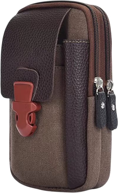 Casual Heren Heuptas met Rits - Kleine Effen Kleur Fanny Pack voor Telefoon, Sleutels, Kaarthouder, Riem Portemonnee & Sporttas - Bruin