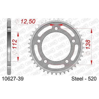 Afam 10627 Achtertandwiel Zilver 39t