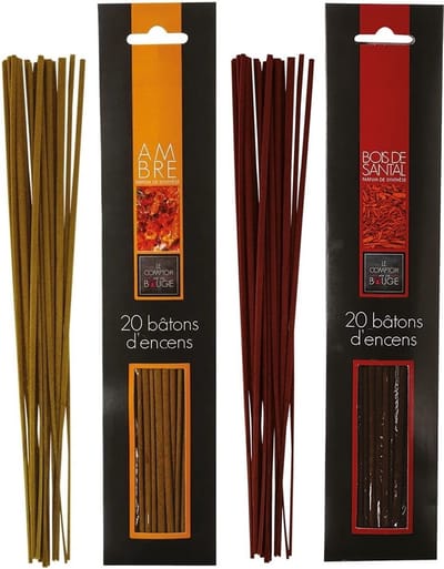 Atmosphera Wierook stokjes - set van 2 geuren - Amber en Sandelhout - 25 cm - Ontspanning