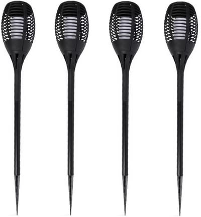 Lifetime Garden Solar LED tuinfakkels - 4x - zwart - 77 cm - Tuinverlichting - LED fakkels