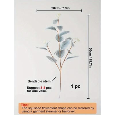 1 Stuk Kunstmatige Eucalyptus Takken Marineblauw Kunstbloem Silver Dollar Eucalyptus Bladeren Plant Eucalyptus Takken Groen voor Bloemen babyblauwe kleur