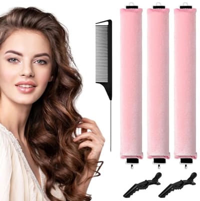 Hittevrije Haar Krullers - Slapen Krullers - Haar Krullen - Zacht Materiaal - 3 Stuks - Roze