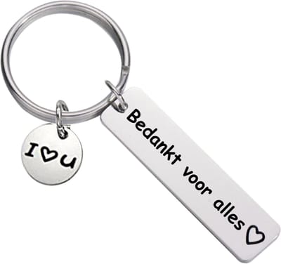 Fako Bijoux - Sleutelhanger Bedankt Voor Alles - Sleutelring Tekst - Cadeau - Geschenk - Zilverkleurig