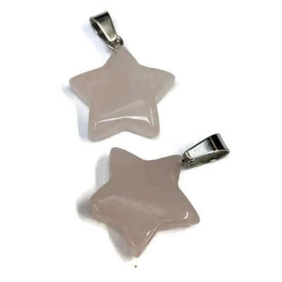 Aramat Jewels | Hangers | Rozenkwarts Ster Hanger natuursteen | | | |20mm | Staal | Volwassenen | Verkleurd niet
