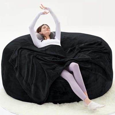 Grote Zitzak - Zitstoel Comfort - Ontspannen Zitten - Memory Foam Vulling - Large Maat - Zwart