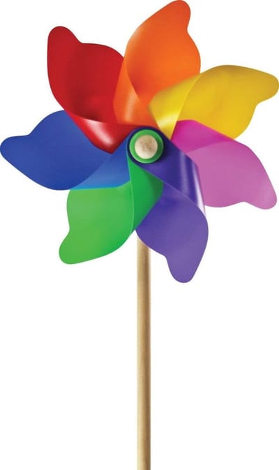 Speelgoed Windmolen - Tuin Decoratie - Buiten Spelen - Zeven Vleugels - 30cm Diameter - Regenboog