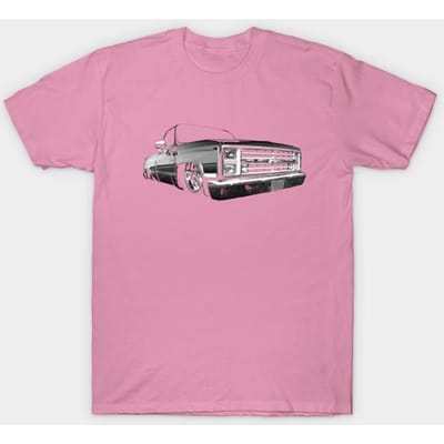 T-shirt Dames Voor Achter Slammed Chevy Silverado Harajuku Print Kawaii T-shirt Zomer Korte Mouw Vrouwen T-shirt Top Tee 4XL roze