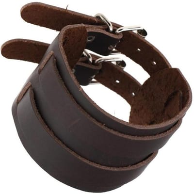 Rockstijl SteamPunk Meisje Mannen PU Leer Polsband Armband Accessoire (Koffie) black