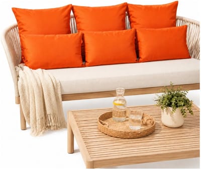 Anna Collection Bank/tuin kussens set - binnen/buiten - 6x stuks -oranje - In 2 formaten laag/hoog