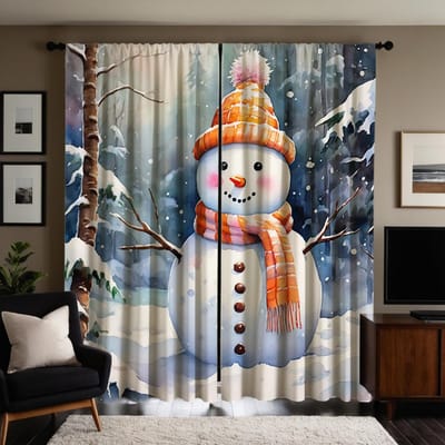 2 stuks HD digitaal wit strik klassiek sneeuwpop gordijn huisdecoratie stijl decoratie woonkamer slaapkamer roede gordijn effect st W52H63inchW132H160cm gray