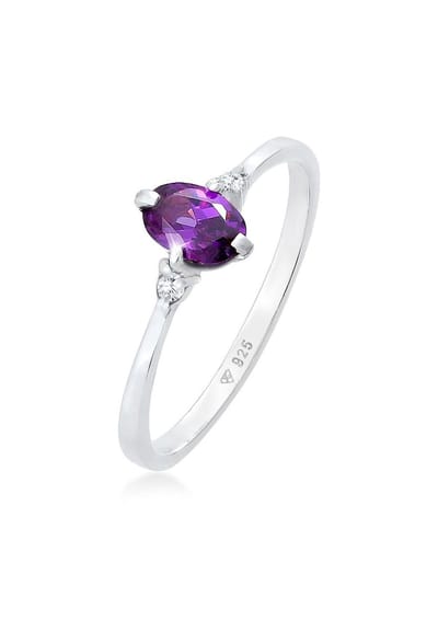 Elli - Ring - Dames Solitaire Verloving Paars Fonkelen met Zirkonia Kristallen in 925 Sterling Zilver - Dames