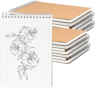 Notitieboek A5 met Geruit Papier - 15 Stuks Spiral Binding - 80 Vel per Notitiepad voor Kantoor, Thuis en Cadeaus