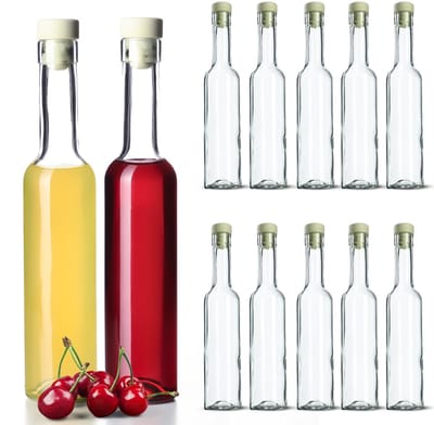 KADAX glazen fles glazen flessen 250 ml voor tincturen wijnwodka 12 stuks + kurk