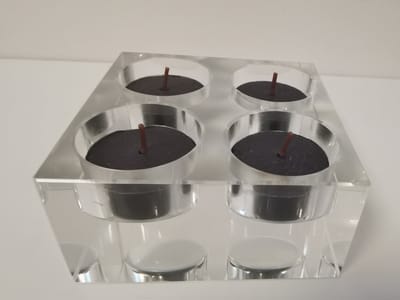 Waxine houder - Luxe - Glas- Sfeerlicht - 10x10x4.5cm - Helder