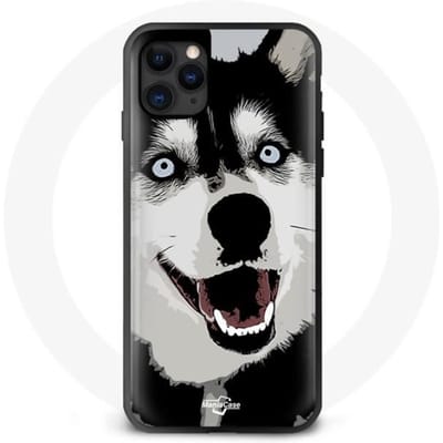 IPhone 11 hoesje zwart-witte husky hond blauwe ogen