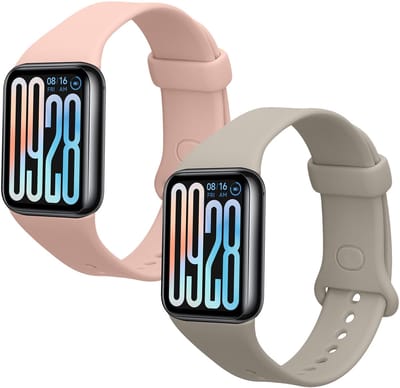 kwmobile 2x horlogebandjes geschikt voor Xiaomi Smart Band 8 Pro / Smart Band 9 Pro bandje - Smartwatch bandjes van TPU - Activity tracker horloge band in grijs / oudroze
