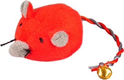 Flamingo Kattenspeelgoed Jerry Muis met Bel - Rood - 18 x 5 x 4.5 cm
