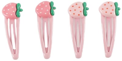 Dailygoods- Haarspeldjes Set van 4 - Aardbeiroze Drukknoopjes - Decoratieve Haaraccessoires Meisjes - Duurzaam Materiaal - Geschikt voor Peuters en Kleuters