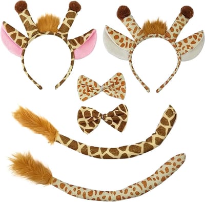 Giraffe Kostuum voor Kinderen met Oren, Strik en Staart - Perfect voor Halloween en Feestjes