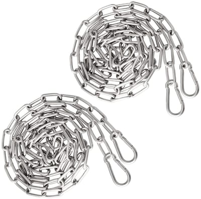 Dailygoods- Stalen Ketting 1 Meter - Ronde Ketting Ø3mm - Karabijnhaak - Roestvrij Staal - Draagvermogen 70 kg - Set van 2 Stuks - Hangketting