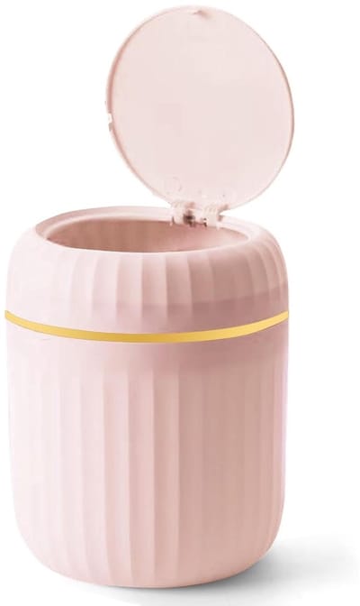 Bureauafvalbak met Drukdeksel - Mini Prullenbak - Afval Opruimen - Romeins Zuilontwerp - 2 Liter - Roze