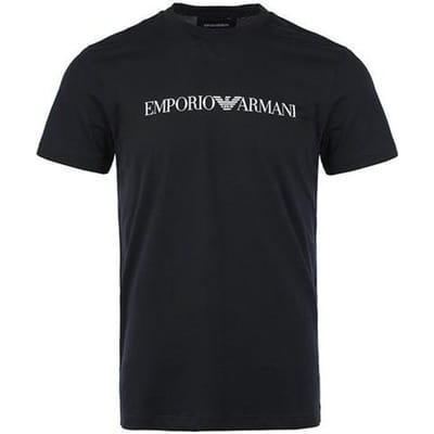Emporio Armani Logo Print Casual T-shirt met Korte Mouwen Heren tops Donkerblauw 8N1TN5-1JPZZ-0974 L black