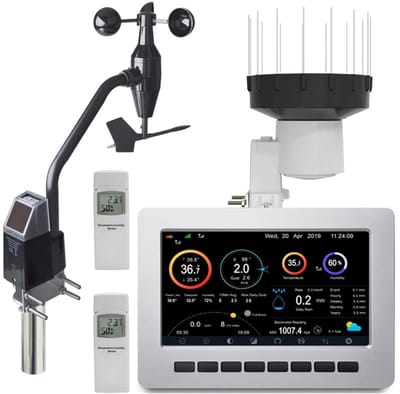 Draadloos Weerstation - Weermeting Buiten - Klimaat Monitoren - Wi-Fi Internet Verbinding - 8 Sensoren Max - Zwart