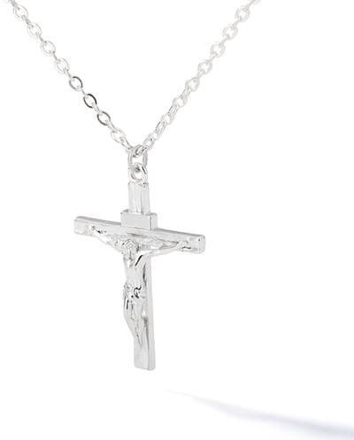 VANDAAG VERZONDEN - Ketting Christus - COR SINHO® - Kruis 2,7cm - Christelijk - Zilver zilverkleurig - Staal - Jezus