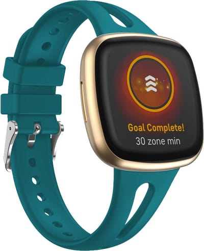 By Qubix - Compatible Fitbit bandje - geschikt voor Fitbit Versa 3 & 4 / Sense 1 & 2 - Sportbandje druppel design - Small - Blauwgroen Smartwatchbandje bandje Armband Polsband Strap Band Watchband