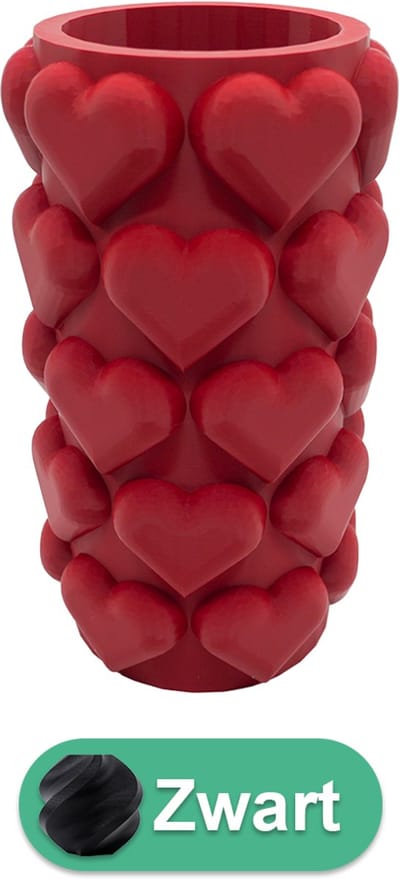 Luvé moderne vaas – Decoratieve vaas - Zwart - 3d geprinte vaas – geschikt voor droogbloemen - 20CM