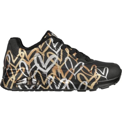 Skechers Uno-Metallic Love, zwarte damessneakers 36 zwart