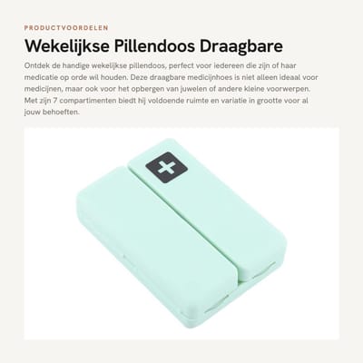 Dailygoods- Pillendoos 7 Dagen - Opvouwbaar - 7 Compartimenten - BPA-vrij - Magnetisch - Duurzaam PP-materiaal - Medicijnhouder